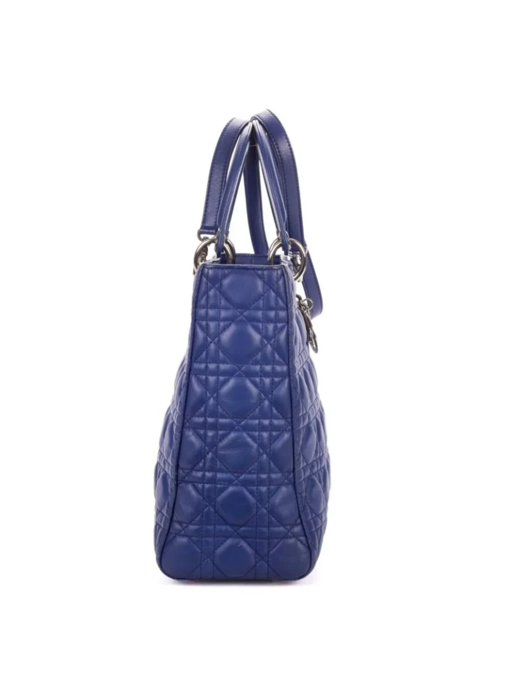 Dior Large Lady Dior Zip Blue Cannage Lambskin Leather Handbag